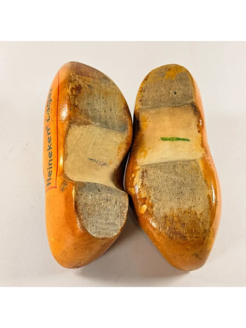 Heinekens Large Wooden Dutch Clogs 2 Left Shoes Windmill Design Decoration Only